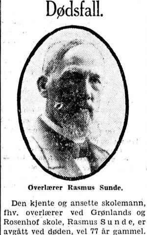 Overlærer Rasmus Sunde nekrolog Aftenposten.JPG