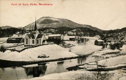 Postkort av gamle Aure kyrkje, 1727–1924. Fotografi frå 1907–1910.