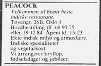 341. Peacock restaurant Oslo annonse 1986.jpg