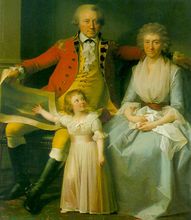 Godseier og statsminister Peder Anker (1749–1824) med hustru Anna Elisabeth og datteren Karen Christiane Andrea Anker (1789–1849).