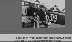 Per Carlson og Hans Hauge foran sin Fokker.