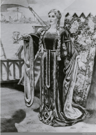 Maleri av Kirsten Flagstad som «Isolde» i Tristan og Isolde (1961). Bildet henger i dag i Den norske opera & ballett. Foto: Kirsten Flagstad Museum (1961).