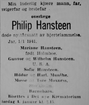 Philip Hansteen dødsannonse 1941.JPG