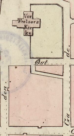 Plan over Christiania Bye og en Deel af Forstæderne - no-nb krt 00570 utsnitt Lille Kirkebakke.jpg