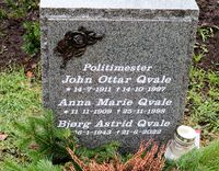 Gravminnet til politimester John Ottar Qvale. Foto: Stig Rune Pedersen