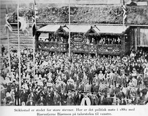 Politisk møte med Bjørnson på Stiklestad i 1892.jpg
