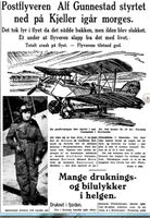 Postflyveren Alf Gunnestad styrtet ned på Kjeller søndag 2. august 1931.