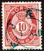 Poststempel Fjære, mulig dato 1./09/90? NK 53. NB! Fargene er justert for å få fram tydeligere stempeldeler. (Fra egen samling Jarl V. Erichsen)