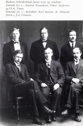 Rjukan Arbeiderblads første styre og redaktør, 1923.