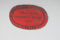 Navneplate fra verftet. Foto: Chris Nyborg (2017).