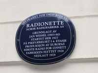 Bygdøy allé 67: Radionette radiofabrikk ble startet her i 1927. 59.918959° N 10.702483° Ø