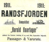 Utsnitt fra rutetabell for dampskipet «Harald Haarfager», som trafikkerte Randsfjorden.