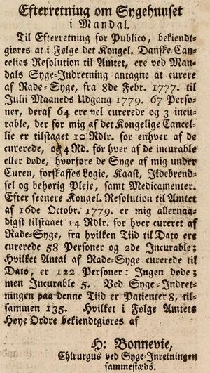 Ratesykelasarettet i Mandal Christiansandske Uge-blade 1781-05-03.JPG