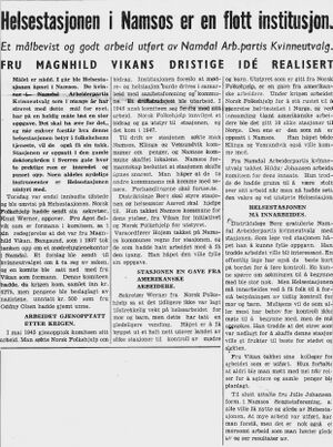 Referat fra åpningen av Helsestasjonen i Namdal Arbeiderblad 28.10.1950.jpg