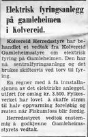 2. Referat fra Kolvereid herredsstyre om elektrisk fyr på gamleheimen i Namdal Arbeiderblad 28.10.1950.jpg