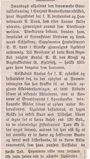 Referat fra generalforsamling i Senjens Baadforsikringsselskab i Tromsø Stiftstidende 26.08.1869.jpg