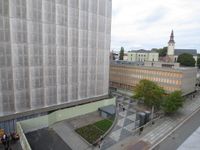 Høyblokka og Y-blokka sett fra taket av regjeringsbygning R4. Foto: Elin Olsen (2013)