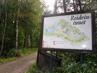 Skilt ved innkjøringen til Reidvintunet. Foto: Stig Rune Pedersen