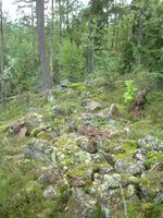 Rester etter forsvarsverket på Fosskollen. Foto: Kristoffer Dahle 2008.