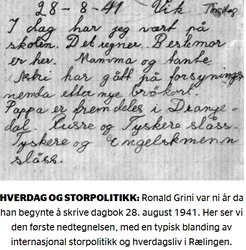 Fra Ronald Grinis dagbok.
