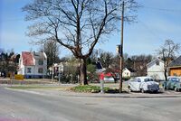 Her er C. Nicolaysen revet, bare det fine store bøketreet står igjen, nå er det høst.