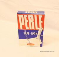«Perle» såpespon for klesvask, produsert av Freyasdal Fabrikker i Kristiansand. Foto: Jens Smiseth, Røyken Historielag.