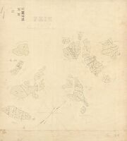 Utskiftingskart frå 1902 over øyane nord på Fedje. Kartretninga er mot nordaust. Her fekk gardsbruka tildelt parsellar i Karlsøyna, Skarvøyna, Søre og Nordre Lyngholmen, Moldøyholmen, Lepsøyna, Vestre og Austre Slissøyna, Grisholmen, Søre og Nordre Flotten, og Nordøyna.