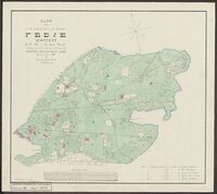 Utskiftingskart frå 1898 over innmarka til Kopper. Kartretninga er mot nord-nordvest. Innmarka til Husa ligg nedanfor, og innmarka til Nedrelandet til venstre. Elles grensar Kopper mot sjøen. Kvart av dei fire bruka fekk eit samanhengande stykke. Det gamle klyngjetunet med naust låg ved Koppersevja i aust. Bnr 1 og bnr 2 hadde alt bygd nye gardshus på dei tildelte jordstykka, medan bnr 3 og bnr 4 sette opp nye våningshus der seinare. Bnr 30 sette opp hus då bruket vart etablert på 1890-talet. A = bnr 1, B = bnr 2, C = bnr 3, D = bnr 4, og E = bnr 30.