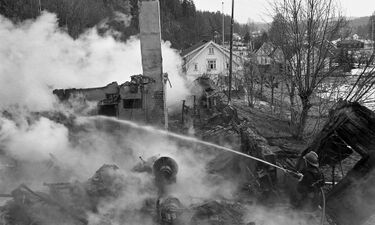 Gravdal skifabrikk etter brannen i 1981