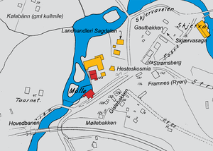 Sagdalen - Mølleområdet. Kartskisse 1950.png