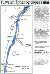 Sagstien kart fra Trevaredemningen til Mølleparken 2008.