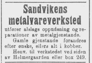 Sandvikens Metalvareverksted annonse 1923.jpg