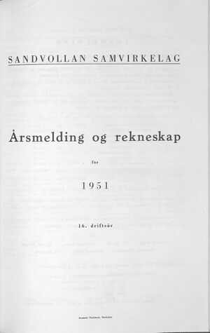 Sandvollan S-lag Årsberetning og regnskap 1951 a.jpg