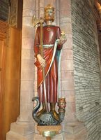 Statue av St.Olav inne i Magnuskatedralen i Kirkwall på Orknøyene. Foto: Stig Rune Pedersen