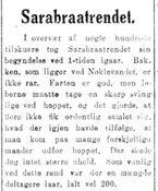 Notis om Sarabråtrennet i 1916, faksimile fra Aftenposten.