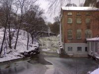 Fossen ved Seilduksdammen (Øvre Foss) og Christiania Seildugsfabrik.