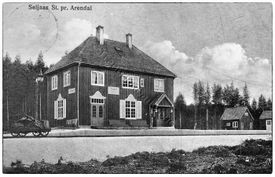 Seljås stasjon fra 1913, typetegning brukt på alle stasjonene på Treungenbanen mellom Åmli og Treungen.