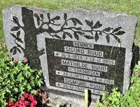 Gravminnet til kemner Sigurd Ruud, kona Mathilde og sønnen Sigmund. Foto: Stig Rune Pedersen