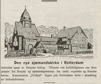 Faksimile fra Norges Handels- og sjøfartstidende 27. juli 1914: notis om innvielsen av sjømannskirken i Rotterdam dagen før.