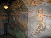 Sjømannsskolen: Inngangshall med fresker av Per Krohg. Foto: Stig Rune Pedersen