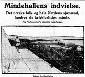 Faksimile, Aftenposten 2. august 1926 om åpningen av Minnehallen.