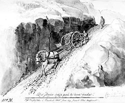 Situasjonsbilde fra Laukebergbakken i Galdane 1845. Johannes Flintoe/Digitalt Museum