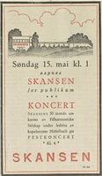 Faksimile Arbeiderbladet 1927, annonse for Skansens åpning.