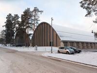 Skienhallen og flerbrukshallen. Foto: Pål Giørtz (2022).