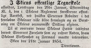 Skiens offentlige Tegneskole faksimile 1854.jpg