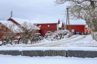 Driftsbygningene som ble skilt ut da gårdsdriften gikk over på private hender. Foto: Leif-Harald Ruud (2023)