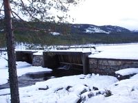 Skreosdammen ved utløpet av Skredvatn i Fyresdal. Foto: Lars Veum (2917).