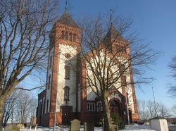 Slagen kirke fra 1901, ark. Berle. Foto: Stig Rune Pedersen (2012).