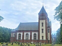 Slagen kirke fra 1901, ark. Berle. Foto: Stig Rune Pedersen (2023).