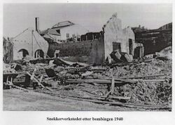 Snekkerverkstedet bombet 1940.